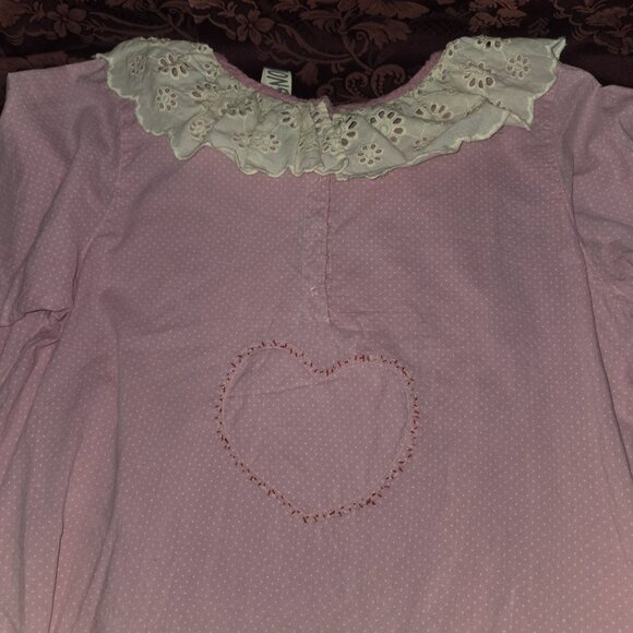 Magnolia Pearl Long Sleeve Pink Ivory Heart Dress - Picture 6 of 8